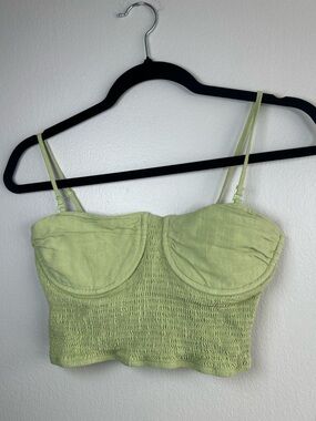 La Hearts Light Green Smocked Bustier Cami